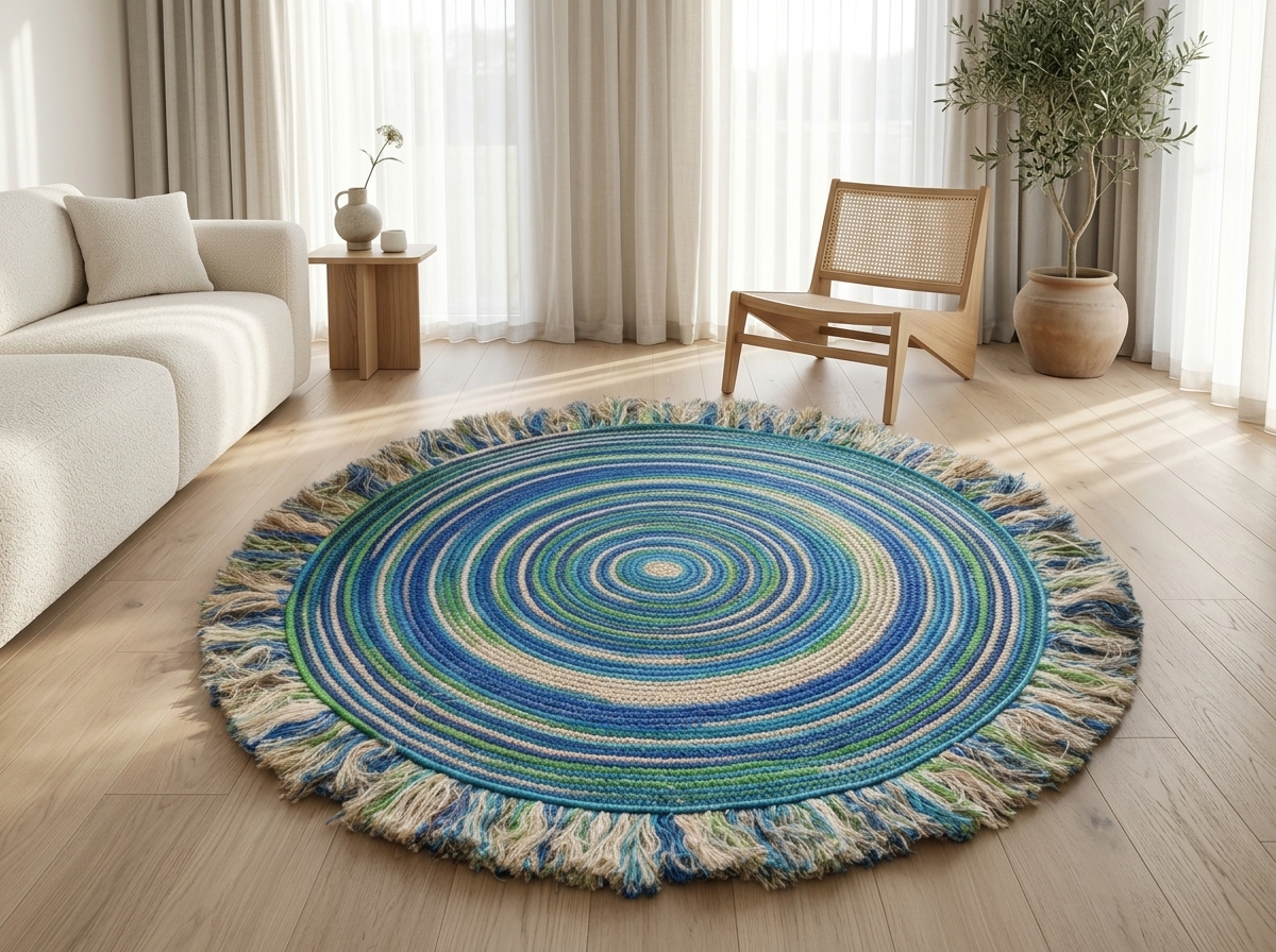 Premium Handmade Round Jute Rug |100% Eco-Friendly Natural Floor Carpet। 5 feet